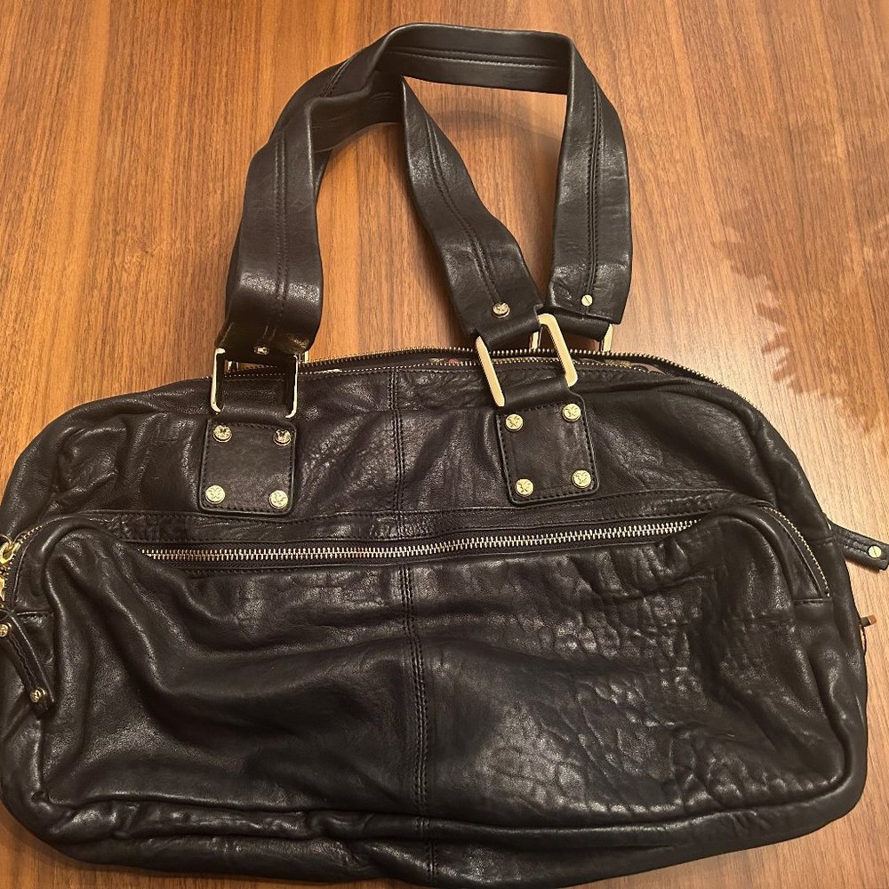 Black Leather Large Jean Pierre for Anteprima-Nueve Shoulder Bag